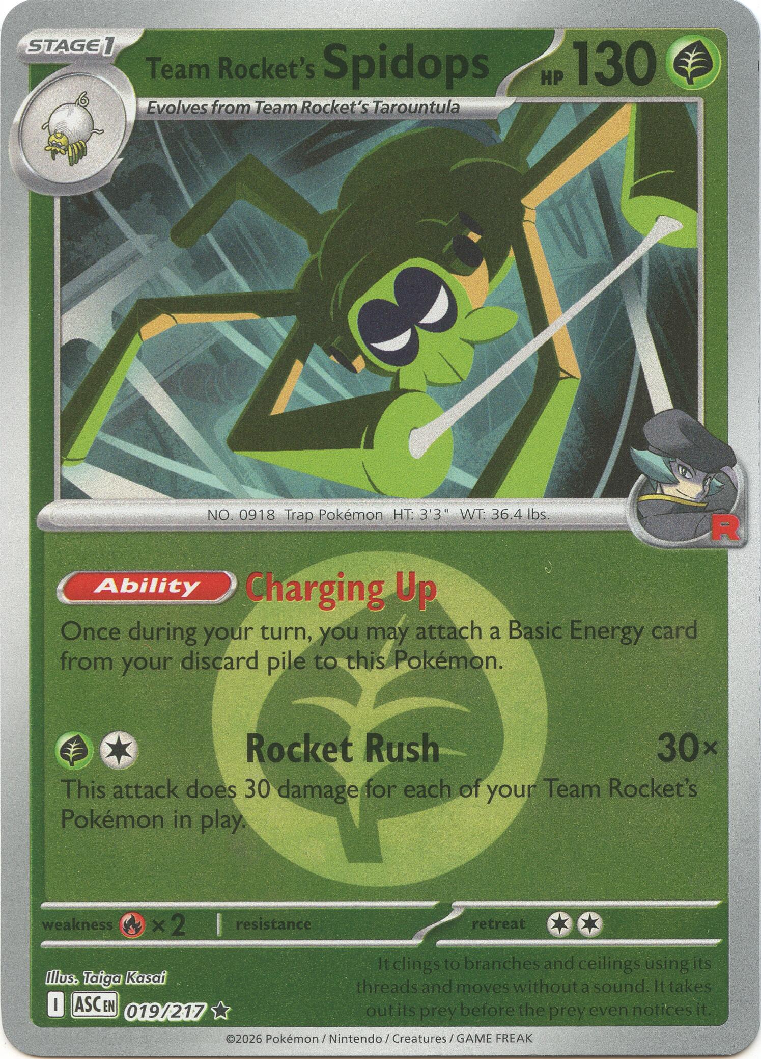 Team Rocket's Spidops (019/217) (Energy Symbol Pattern) [Mega Evolution: Ascended Heroes] | Exor Games Bridgewater