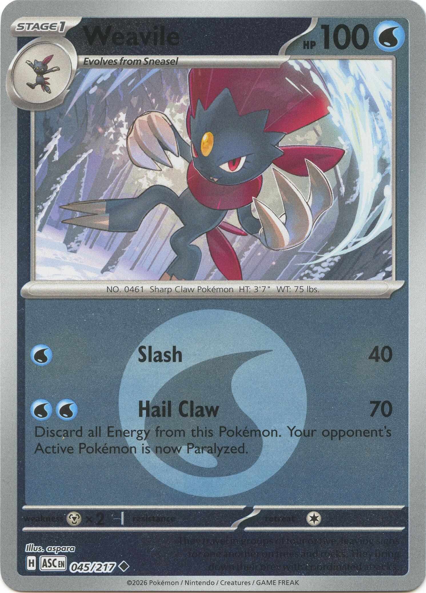 Weavile (045/217) (Energy Symbol Pattern) [Mega Evolution: Ascended Heroes] | Exor Games Bridgewater