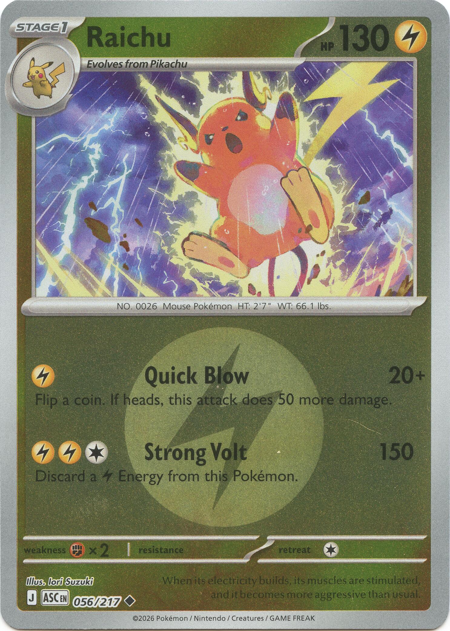 Raichu (056/217) (Energy Symbol Pattern) [Mega Evolution: Ascended Heroes] | Exor Games Bridgewater