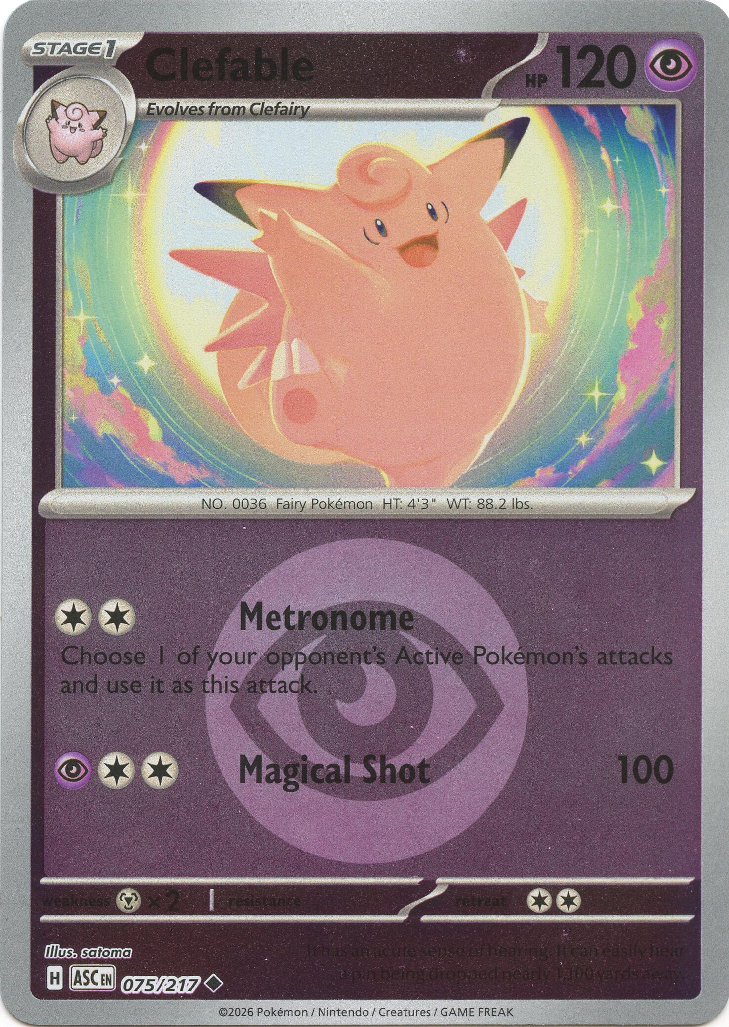 Clefable (075/217) (Energy Symbol Pattern) [Mega Evolution: Ascended Heroes] | Exor Games Bridgewater
