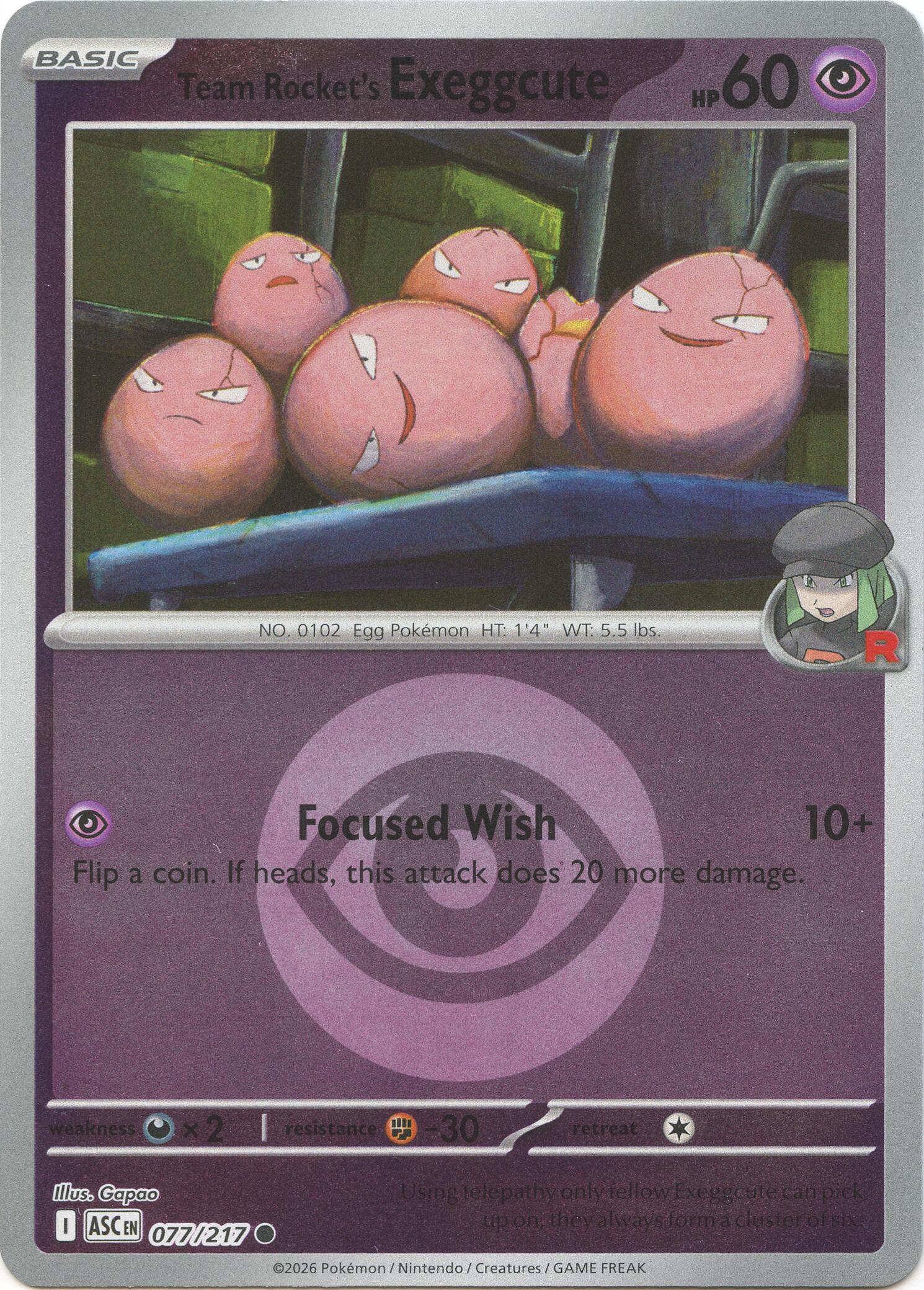 Team Rocket's Exeggcute (077/217) (Energy Symbol Pattern) [Mega Evolution: Ascended Heroes] | Exor Games Bridgewater