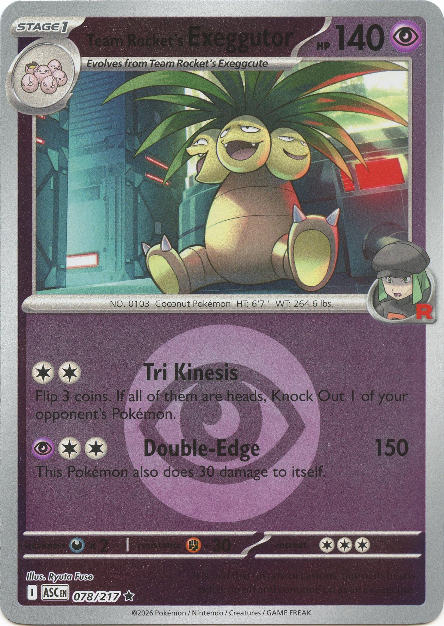 Team Rocket's Exeggutor (078/217) (Energy Symbol Pattern) [Mega Evolution: Ascended Heroes] | Exor Games Bridgewater
