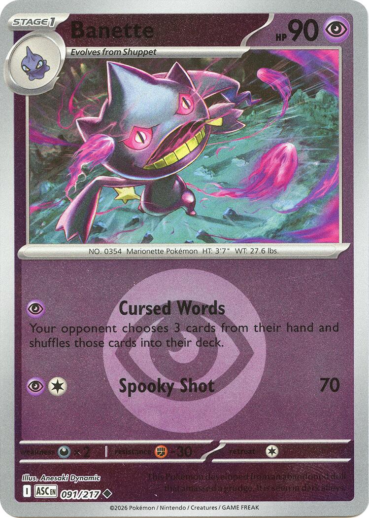 Banette (091/217) (Energy Symbol Pattern) [Mega Evolution: Ascended Heroes] | Exor Games Bridgewater