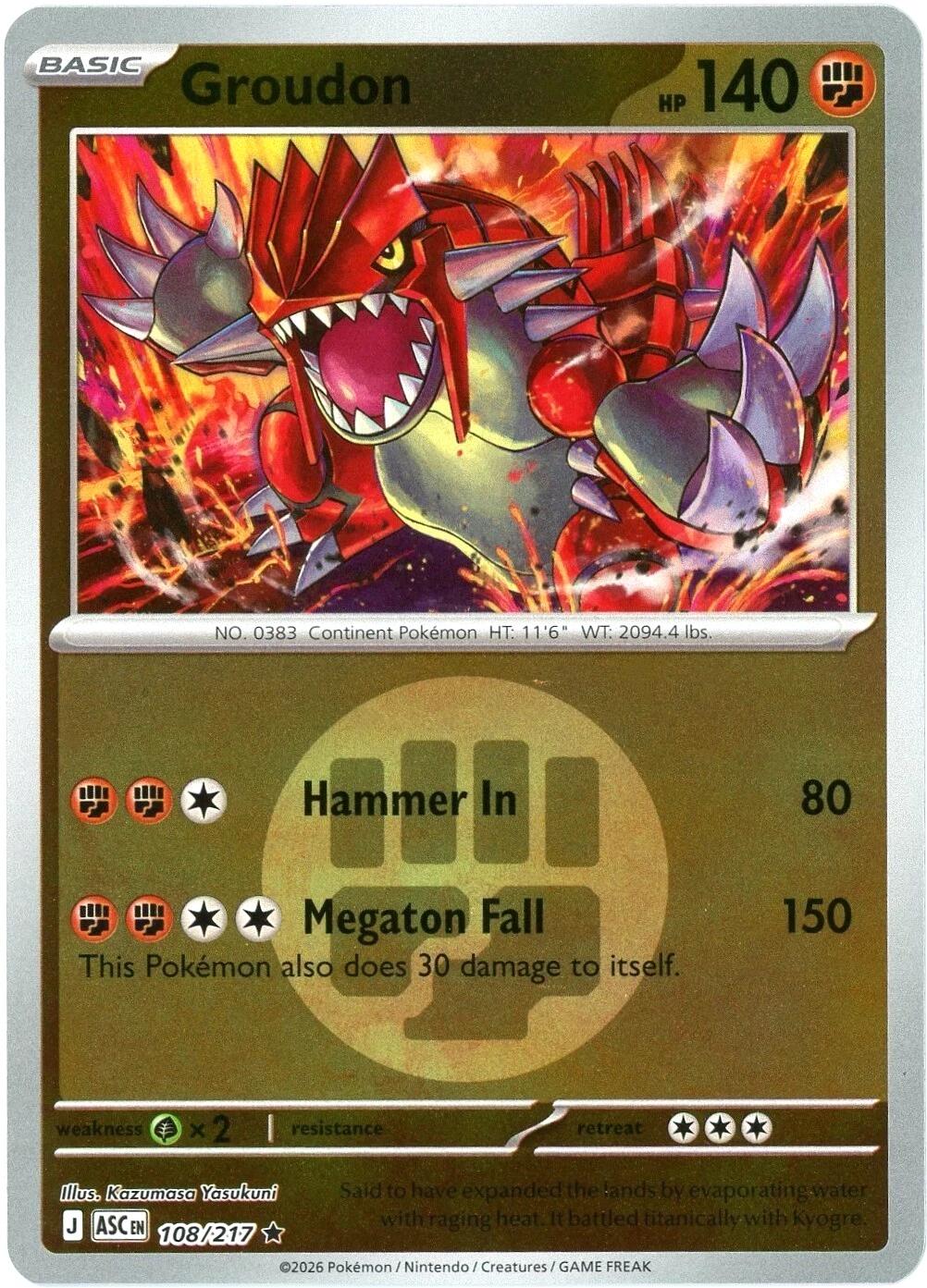 Groudon (108/217) (Energy Symbol Pattern) [Mega Evolution: Ascended Heroes] | Exor Games Bridgewater