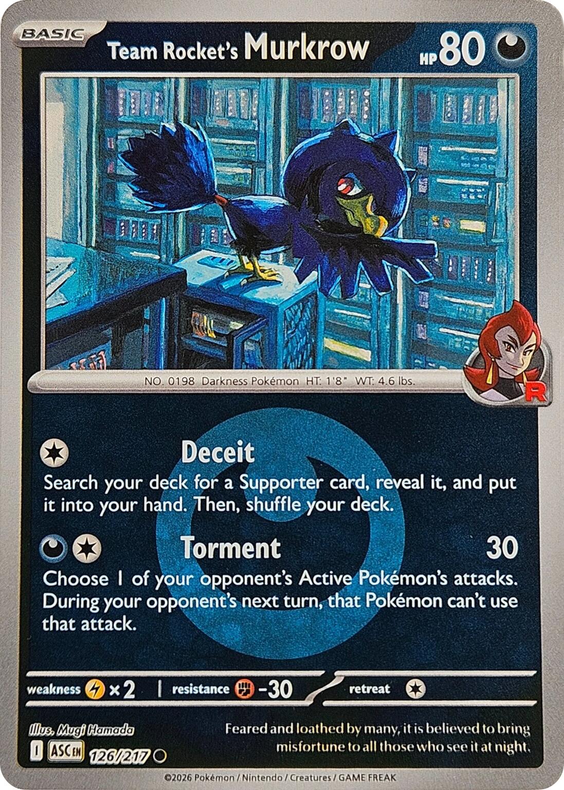 Team Rocket's Murkrow (126/217) (Energy Symbol Pattern) [Mega Evolution: Ascended Heroes] | Exor Games Bridgewater