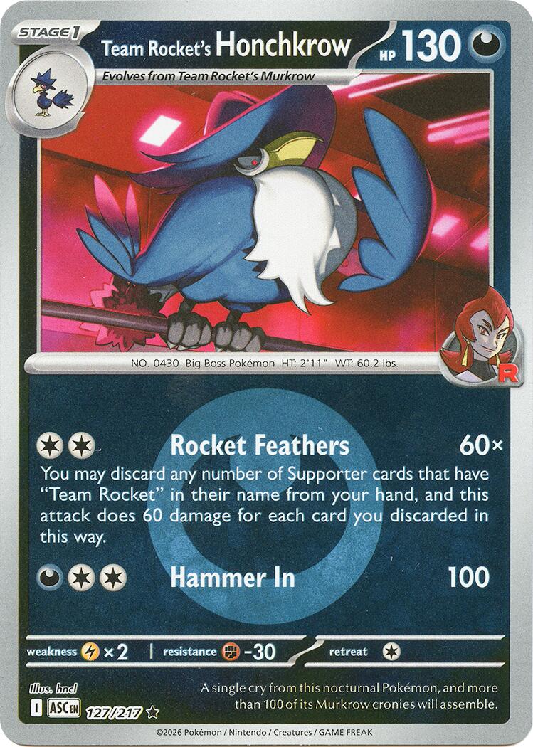 Team Rocket's Honchkrow (127/217) (Energy Symbol Pattern) [Mega Evolution: Ascended Heroes] | Exor Games Bridgewater