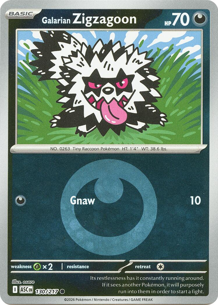Galarian Zigzagoon (130/217) (Energy Symbol Pattern) [Mega Evolution: Ascended Heroes] | Exor Games Bridgewater
