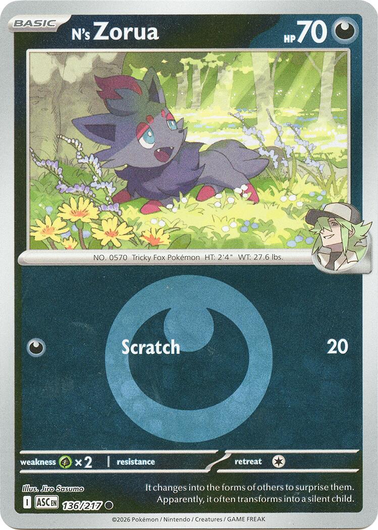 N's Zorua (136/217) (Energy Symbol Pattern) [Mega Evolution: Ascended Heroes] | Exor Games Bridgewater