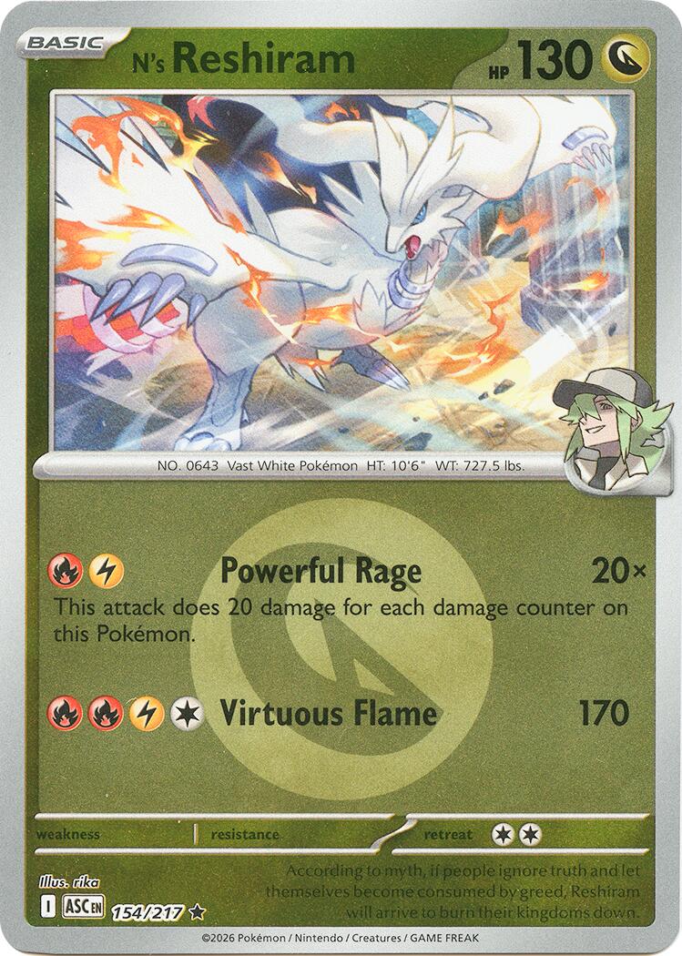 N's Reshiram (154/217) (Energy Symbol Pattern) [Mega Evolution: Ascended Heroes] | Exor Games Bridgewater