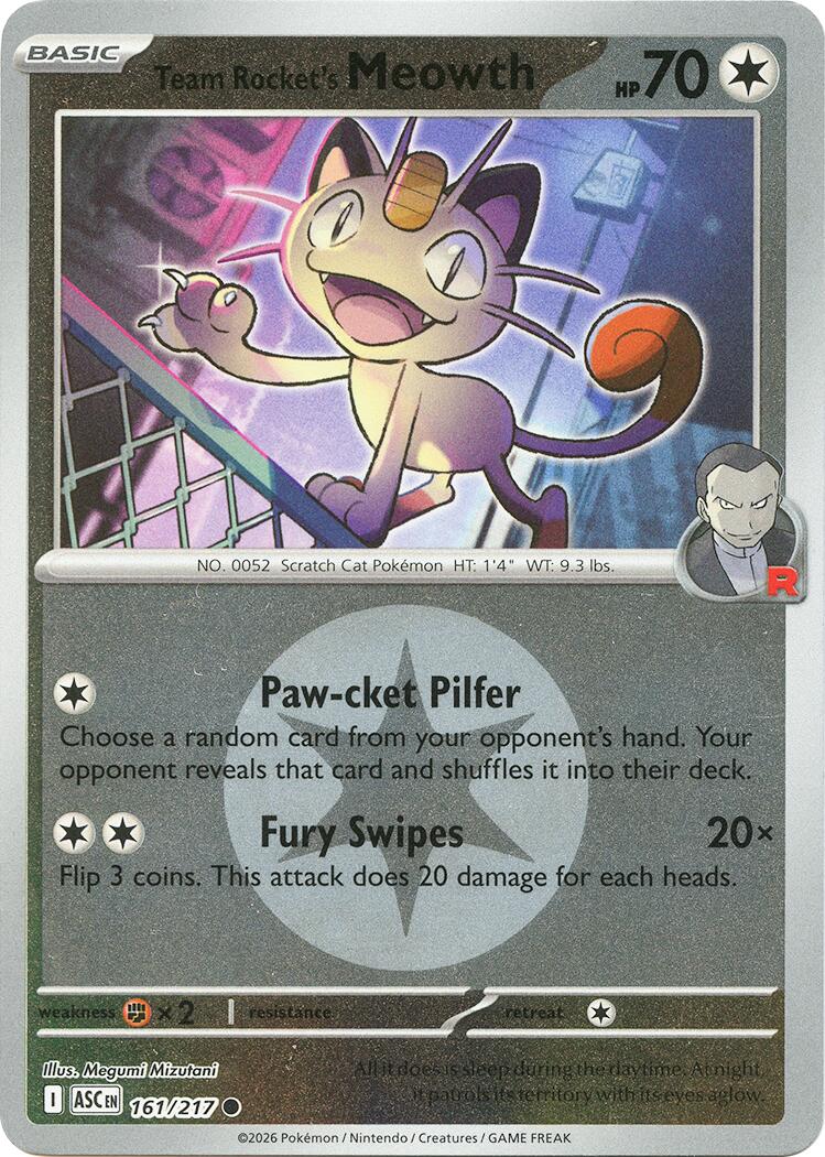 Team Rocket's Meowth (161/217) (Energy Symbol Pattern) [Mega Evolution: Ascended Heroes] | Exor Games Bridgewater