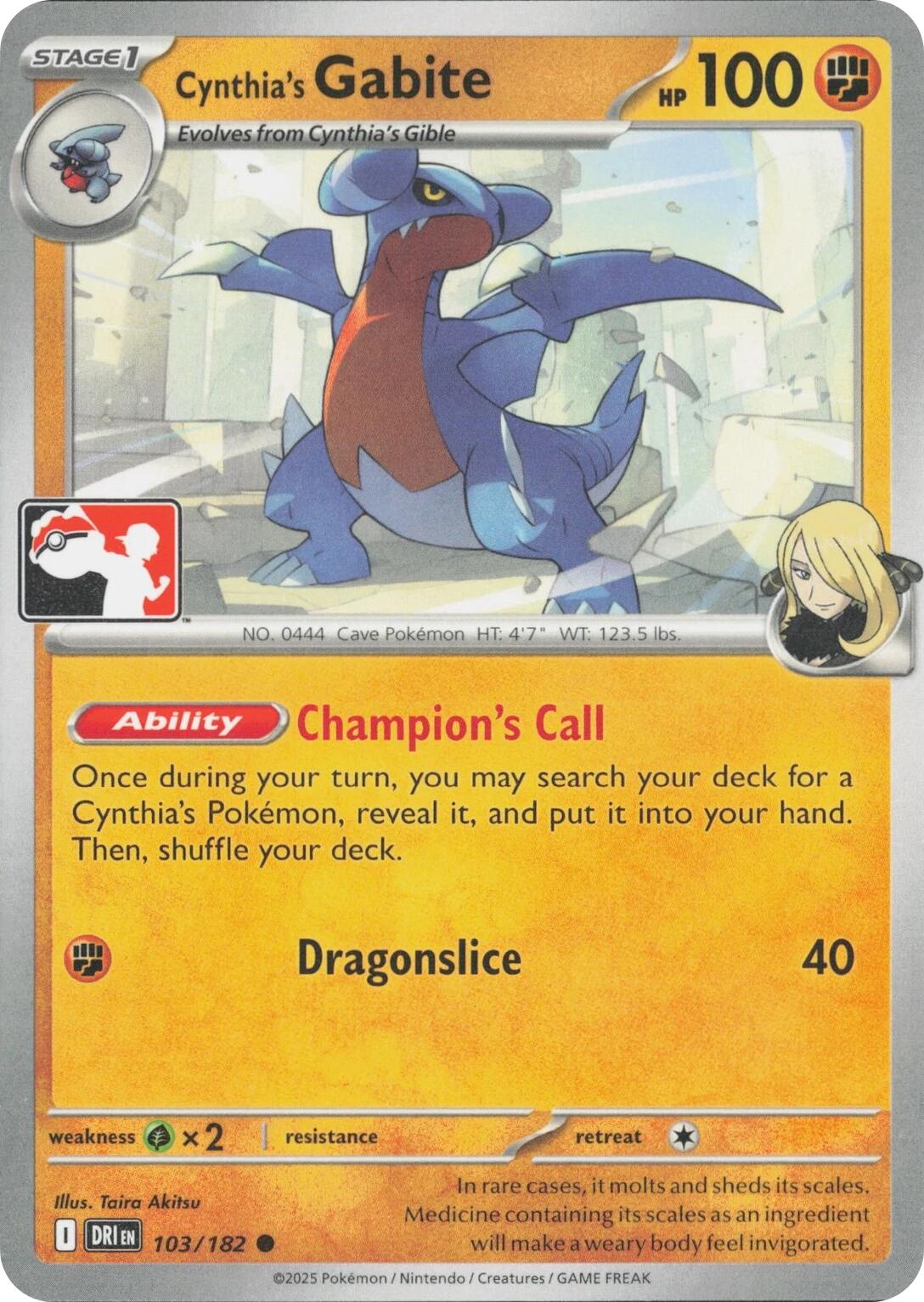 Cynthia's Gabite (103/182) [Prize Pack Series Eight] | Exor Games Bridgewater