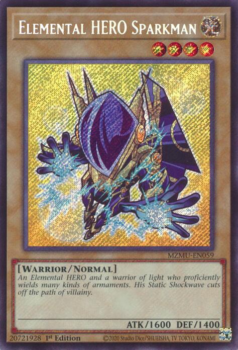 Elemental HERO Sparkman [MZMU-EN059] Secret Rare | Exor Games Bridgewater