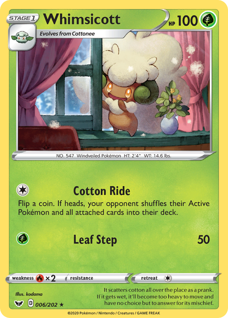Whimsicott (006/202) [Sword & Shield: Base Set] | Exor Games Bridgewater