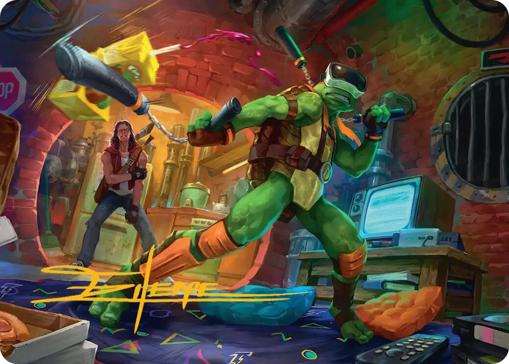 Michelangelo, Game Master Art Card (Gold-Stamped Signature) [Teenage Mutant Ninja Turtles Art Series] | Exor Games Bridgewater