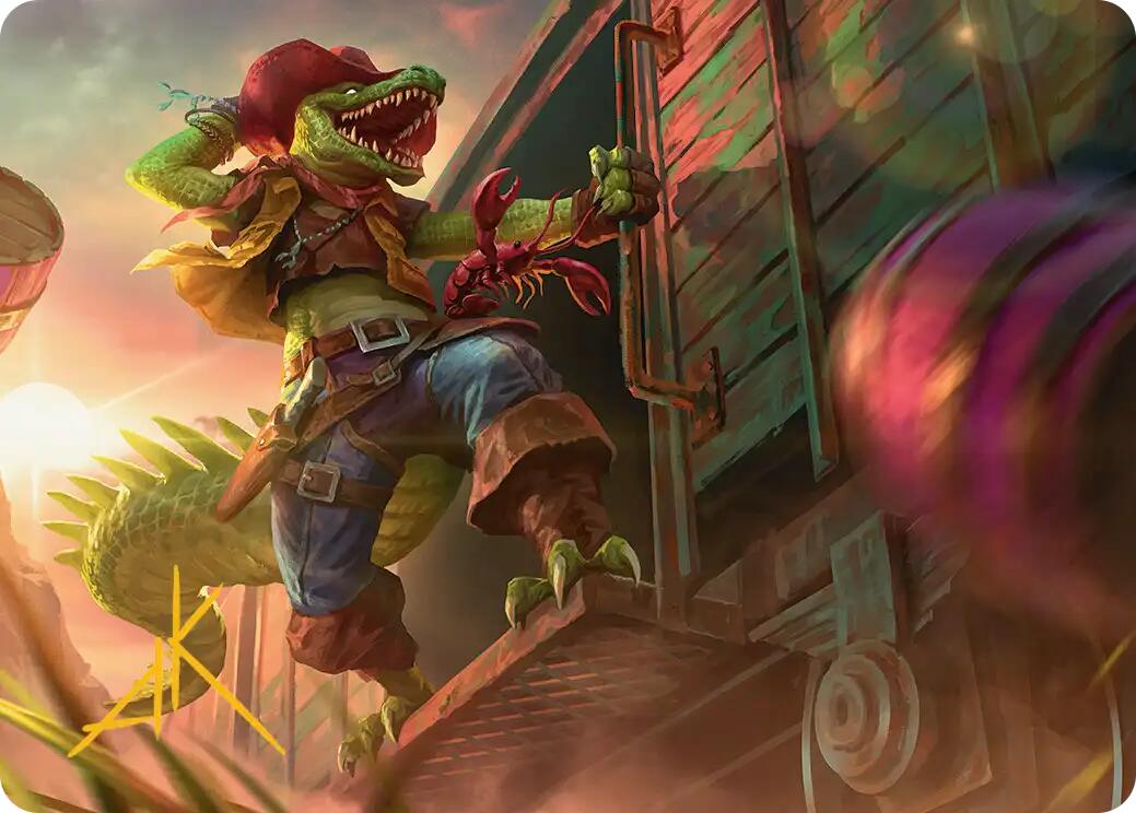 Leatherhead, Iron Gator Art Card (Gold-Stamped Signature) [Teenage Mutant Ninja Turtles Art Series] | Exor Games Bridgewater