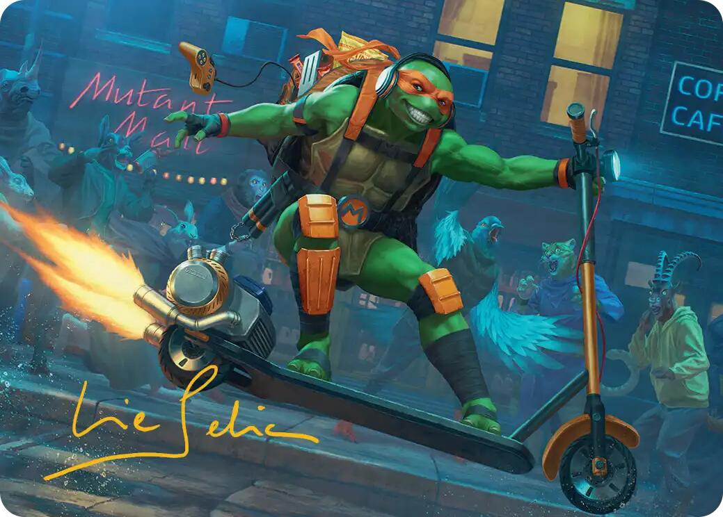 Michelangelo, On the Scene Art Card (Gold-Stamped Signature) [Teenage Mutant Ninja Turtles Art Series] | Exor Games Bridgewater