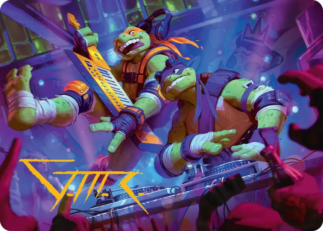 Mikey & Don, Party Planners Art Card (Gold-Stamped Signature) [Teenage Mutant Ninja Turtles Art Series] | Exor Games Bridgewater
