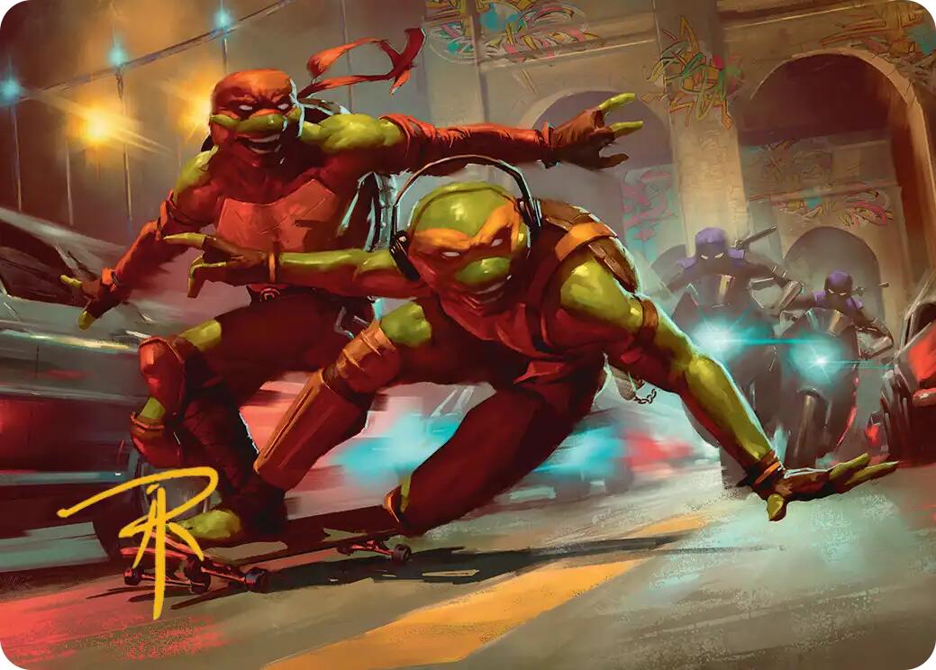 Raph & Mikey, Troublemakers Art Card (Gold-Stamped Signature) [Teenage Mutant Ninja Turtles Art Series] | Exor Games Bridgewater