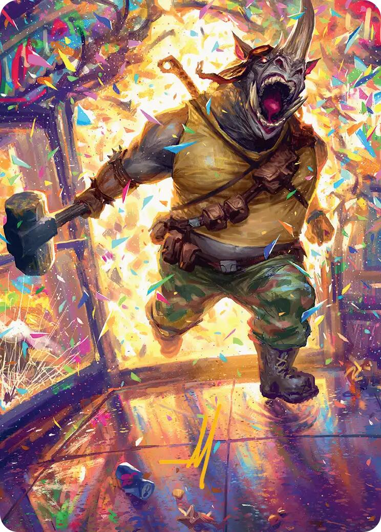 Rocksteady, Rowdy Rhino Art Card (Gold-Stamped Signature) [Teenage Mutant Ninja Turtles Art Series] | Exor Games Bridgewater