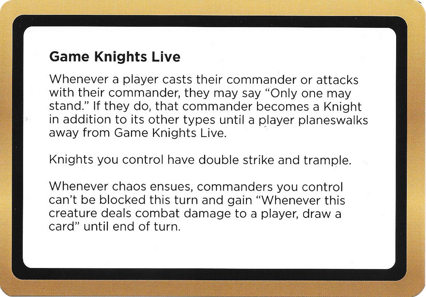 Game Knights Live (Black Lotus Unknown Planechase) [Oversize Cards] | Exor Games Bridgewater