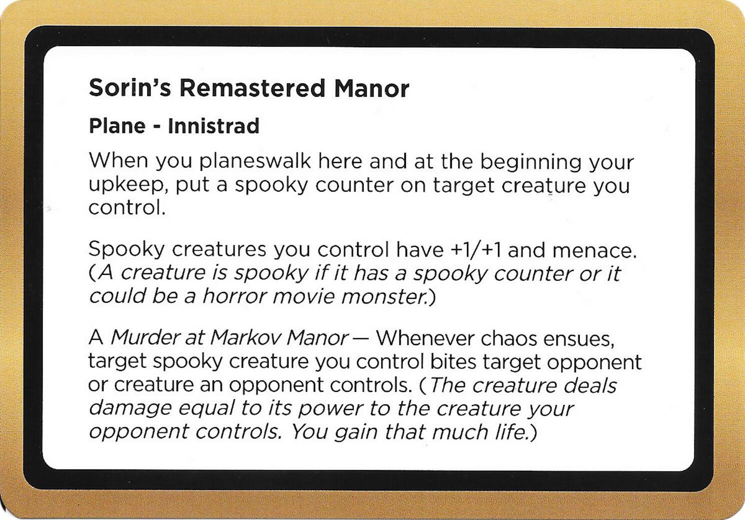 Sorin's Remastered Manor (Black Lotus Unknown Planechase) [Oversize Cards] | Exor Games Bridgewater