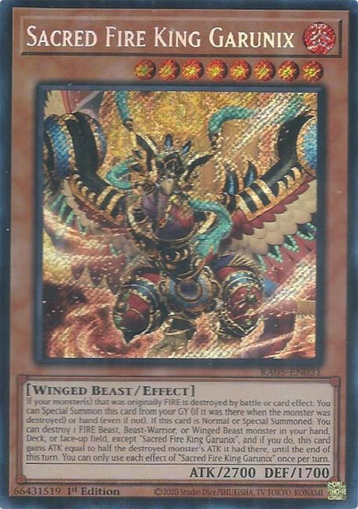 Sacred Fire King Garunix (Secret Rare) [RA05-EN031] Secret Rare | Exor Games Bridgewater
