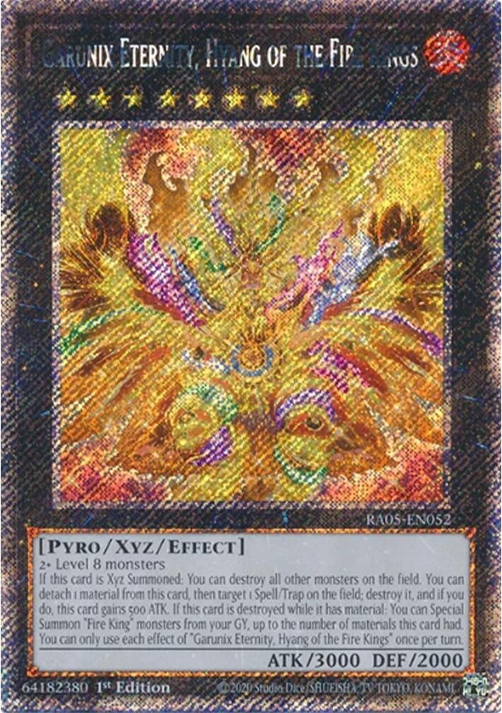 Garunix Eternity, Hyang of the Fire Kings (Platinum Secret Rare) [RA05-EN052] Platinum Secret Rare | Exor Games Bridgewater