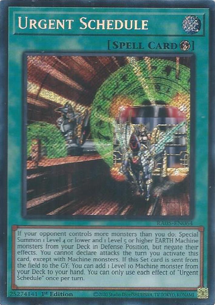 Urgent Schedule (Secret Rare) [RA05-EN064] Secret Rare | Exor Games Bridgewater