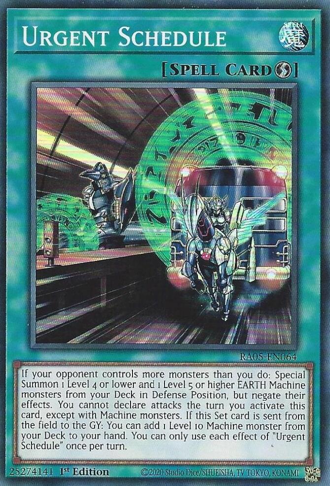 Urgent Schedule [RA05-EN064] Super Rare | Exor Games Bridgewater