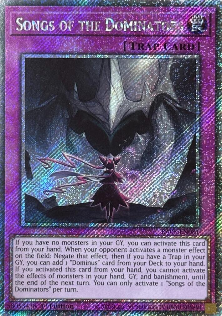 Songs of the Dominators (Platinum Secret Rare) [RA05-EN081] Platinum Secret Rare | Exor Games Bridgewater