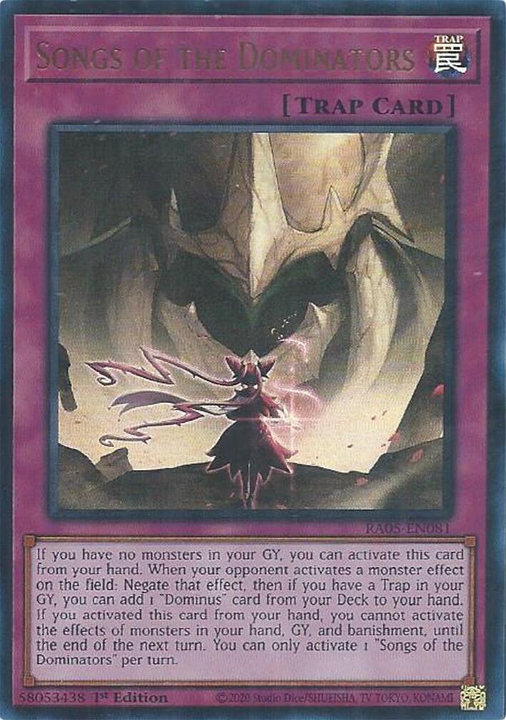 Songs of the Dominators (Ultra Rare) [RA05-EN081] Ultra Rare | Exor Games Bridgewater