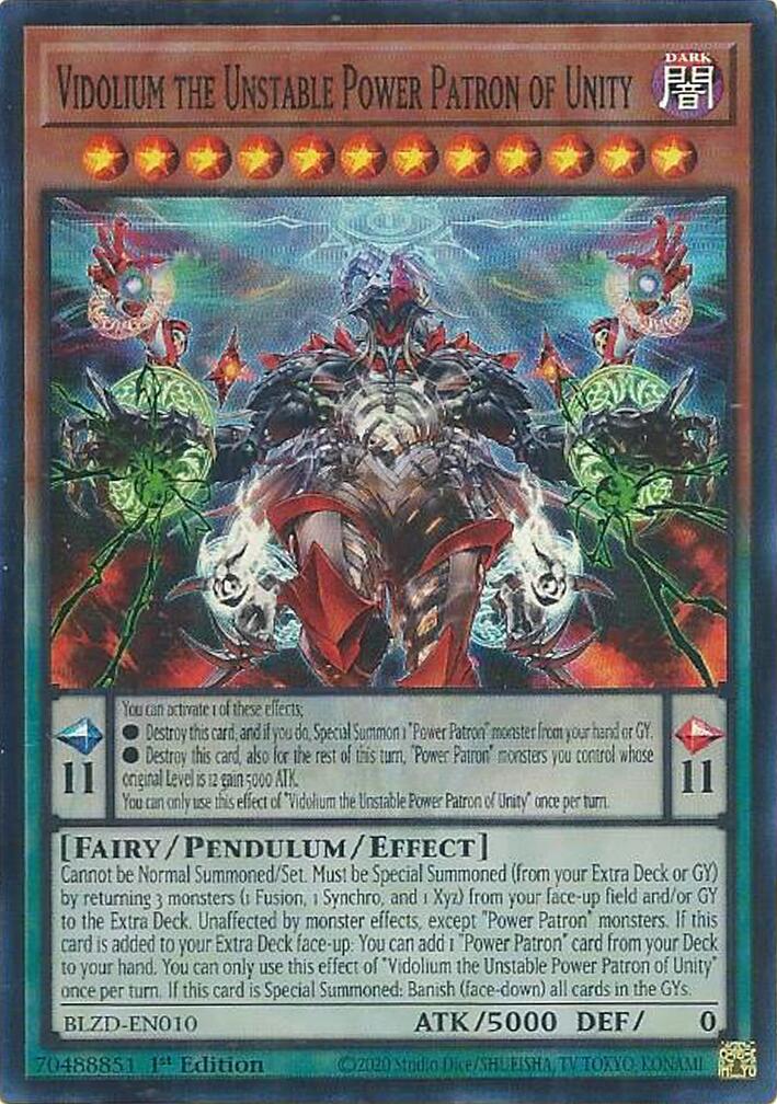 Vidolium the Unstable Power Patron of Unity [BLZD-EN010] Super Rare | Exor Games Bridgewater