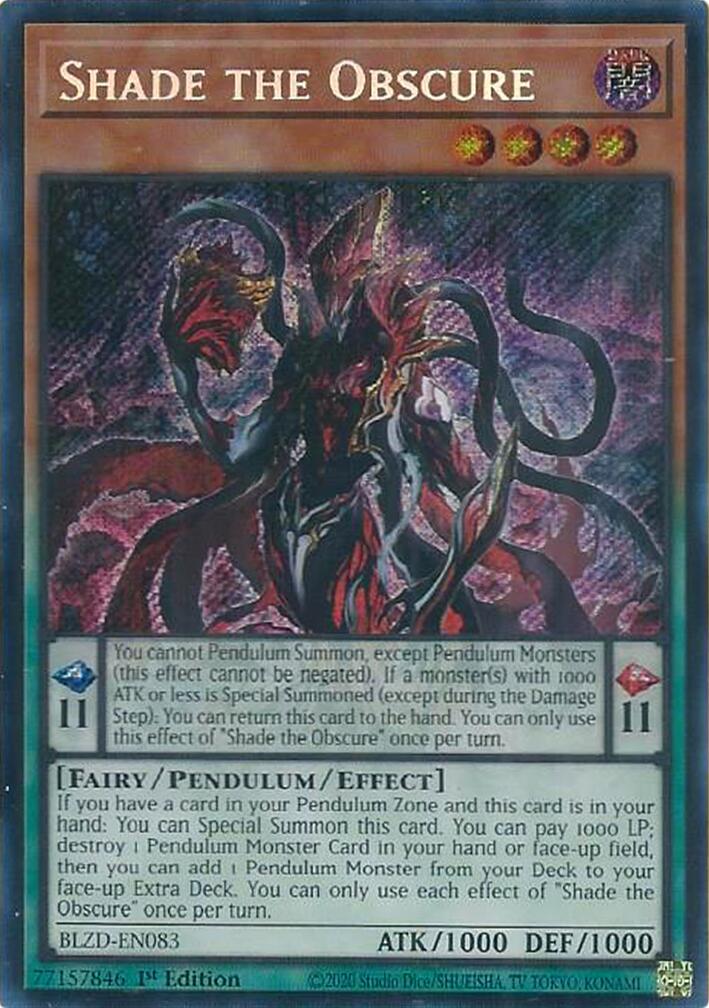 Shade the Obscure [BLZD-EN083] Secret Rare | Exor Games Bridgewater
