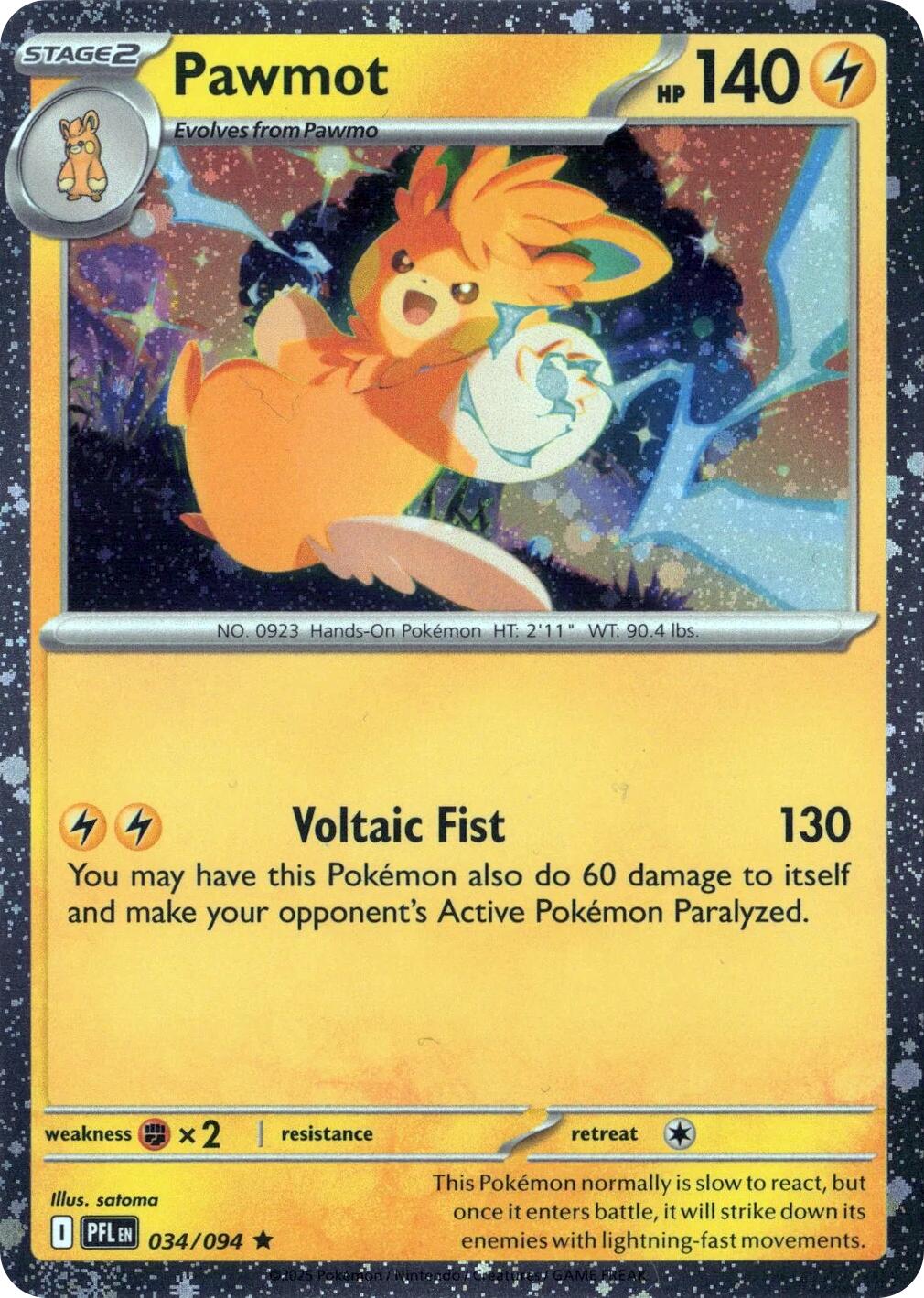 Pawmot (034/094) (Cosmos Holo) [Mega Evolution: Phantasmal Flames] | Exor Games Bridgewater