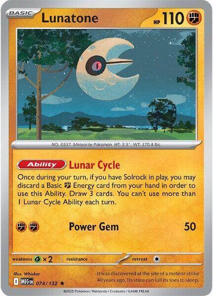 Lunatone (074/132) (Non-Holo) [Mega Evolution: Base Set] | Exor Games Bridgewater