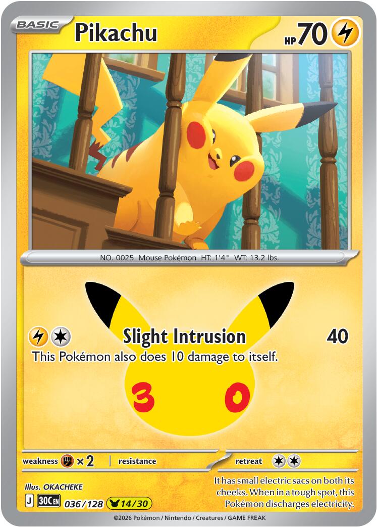 Pikachu (036/128) [Mega Evolution: 30th Celebration] | Exor Games Bridgewater