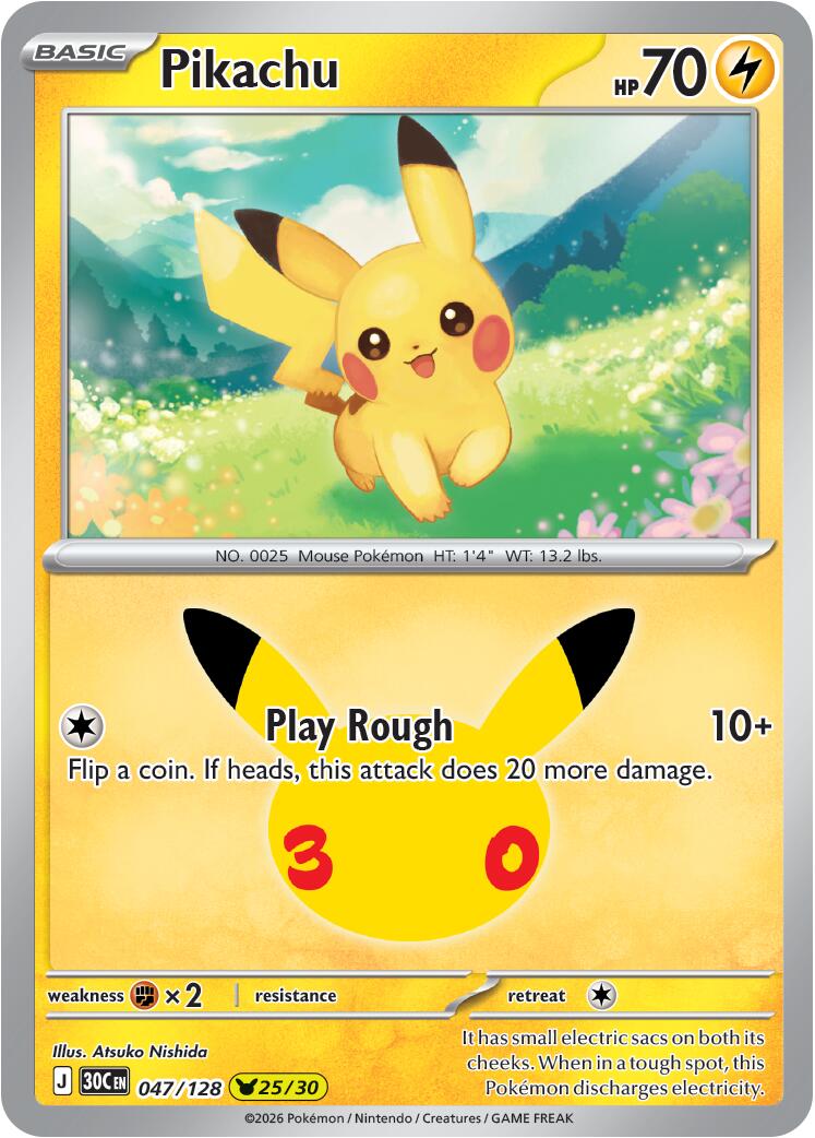 Pikachu (047/128) [Mega Evolution: 30th Celebration] | Exor Games Bridgewater