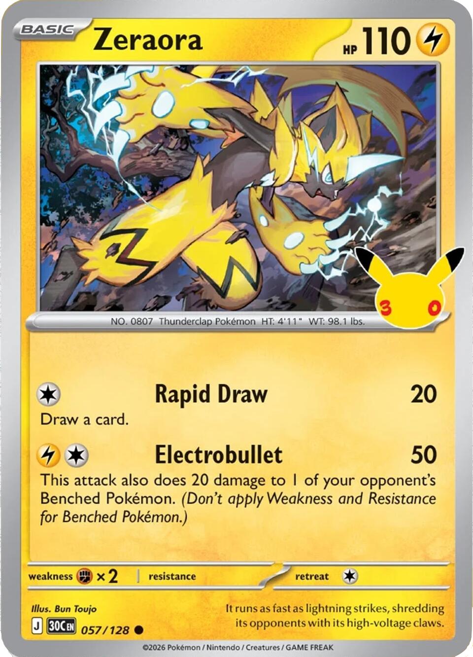 Zeraora (057/128) [Mega Evolution: 30th Celebration] | Exor Games Bridgewater