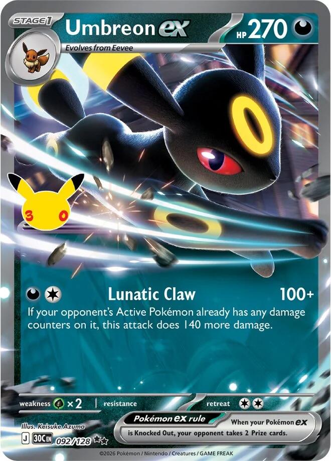 Umbreon ex (092/128) [Mega Evolution: 30th Celebration] | Exor Games Bridgewater