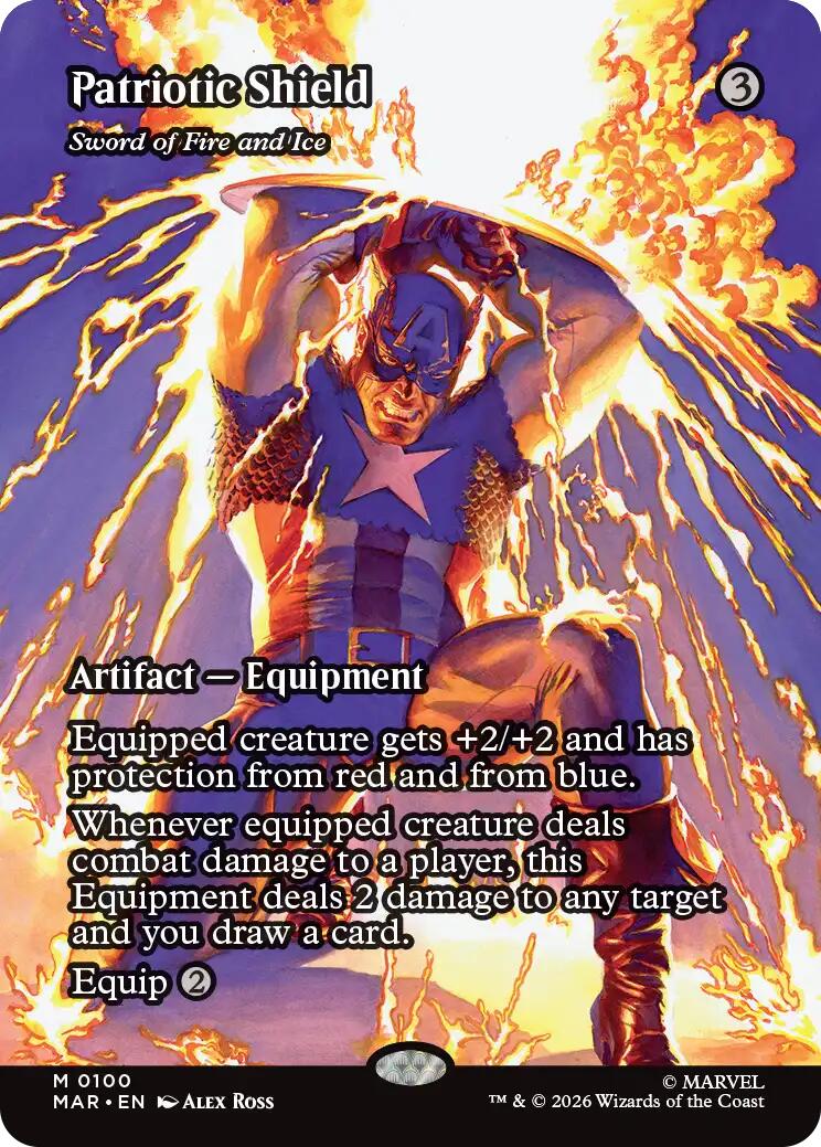 Patriotic Shield - Sword of Fire and Ice (Borderless) [Marvel Universe: Eternal-Legal] | Exor Games Bridgewater