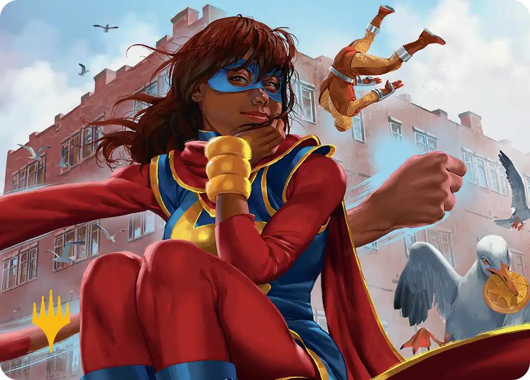 Ms. Marvel, Kamala Khan Art Card (Gold-Stamped Planeswalker Symbol) [Marvel Super Heroes Art Series] | Exor Games Bridgewater