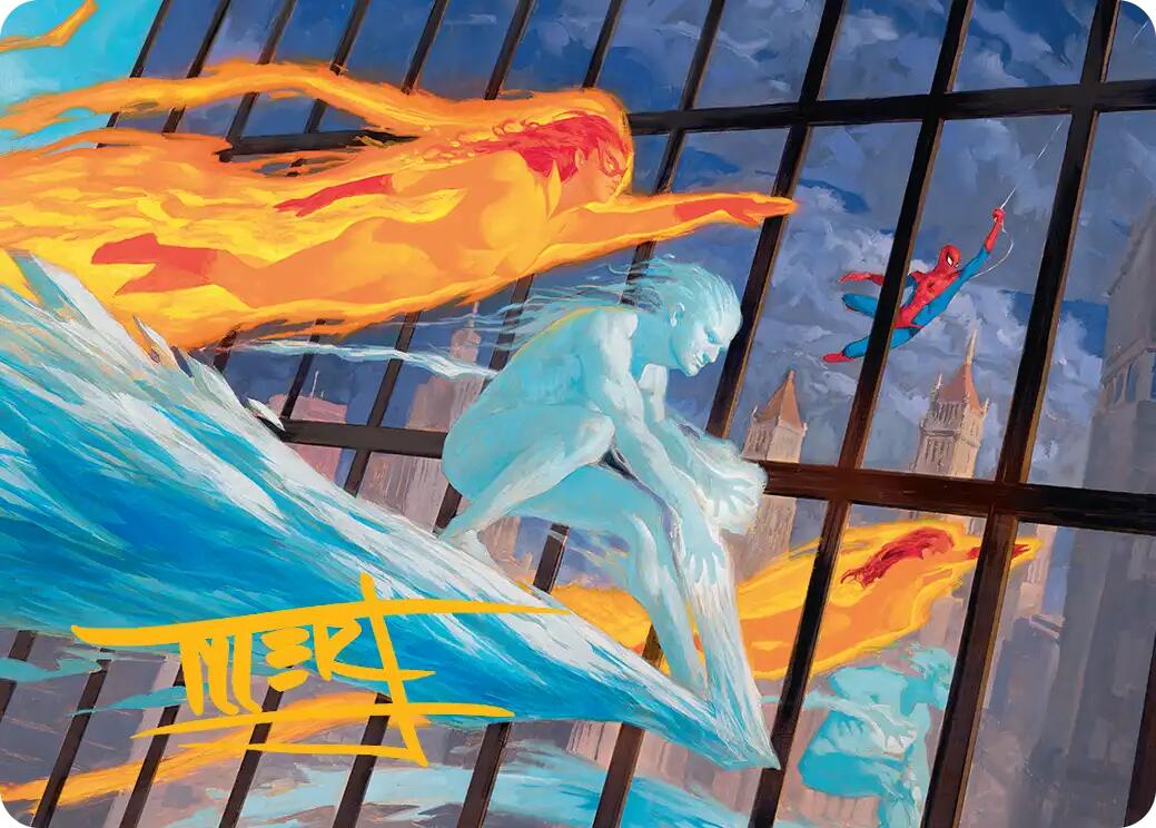 Iceman and Firestar Art Card (Gold-Stamped Signature) [Marvel Super Heroes Art Series] | Exor Games Bridgewater