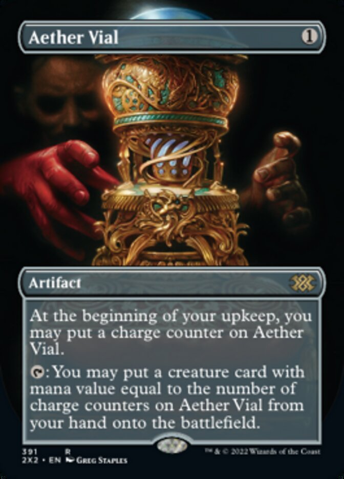 Aether Vial (Borderless Alternate Art) [Double Masters 2022] | Exor Games Bridgewater