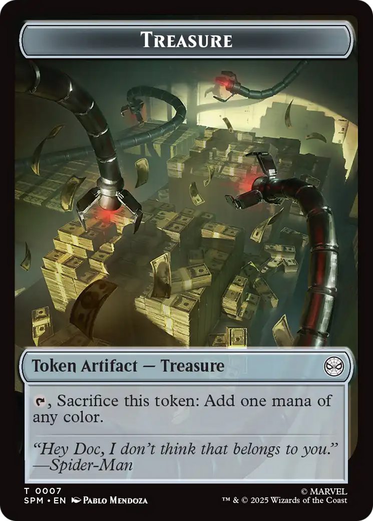 Spider // Treasure Double-Sided Token [Marvel's Spider-Man Tokens] | Exor Games Bridgewater