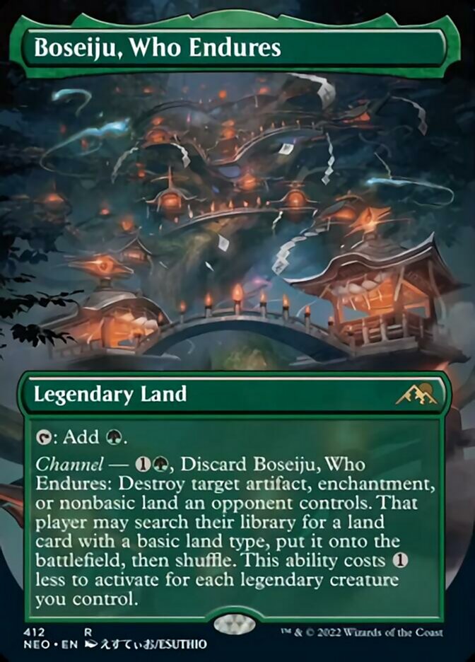 Boseiju, Who Endures (Borderless Alternate Art) [Kamigawa: Neon Dynasty] | Exor Games Bridgewater