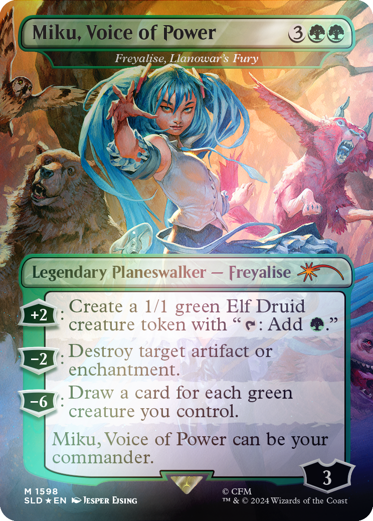 Miku, Voice of Power - Freyalise, Llanowar's Fury (Rainbow Foil) [Secret Lair Drop Series] | Exor Games Bridgewater