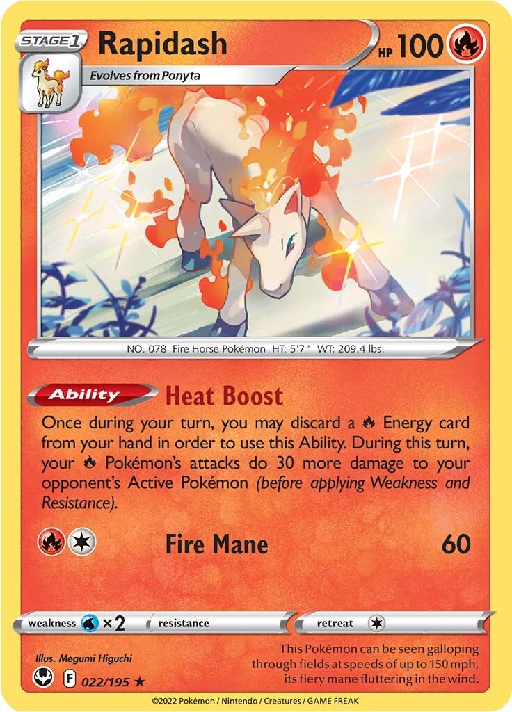 Rapidash (022/195) (Theme Deck Exclusive) [Sword & Shield: Silver Tempest] | Exor Games Bridgewater