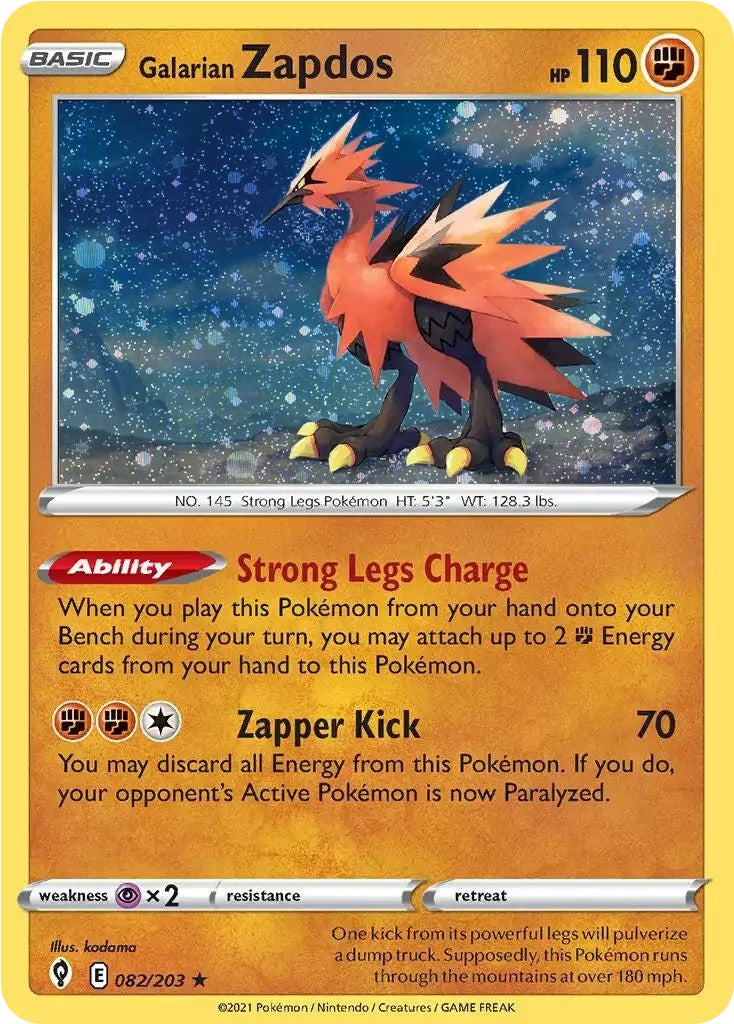 Galarian Zapdos (082/203) (Cosmos Holo) [Sword & Shield: Evolving Skies] | Exor Games Bridgewater