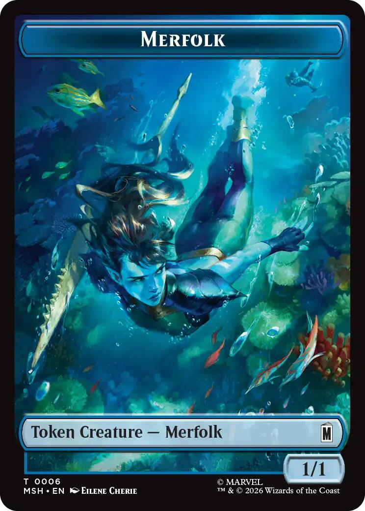 Merfolk // Doombot Double-Sided Token [Marvel Super Heroes Tokens] | Exor Games Bridgewater