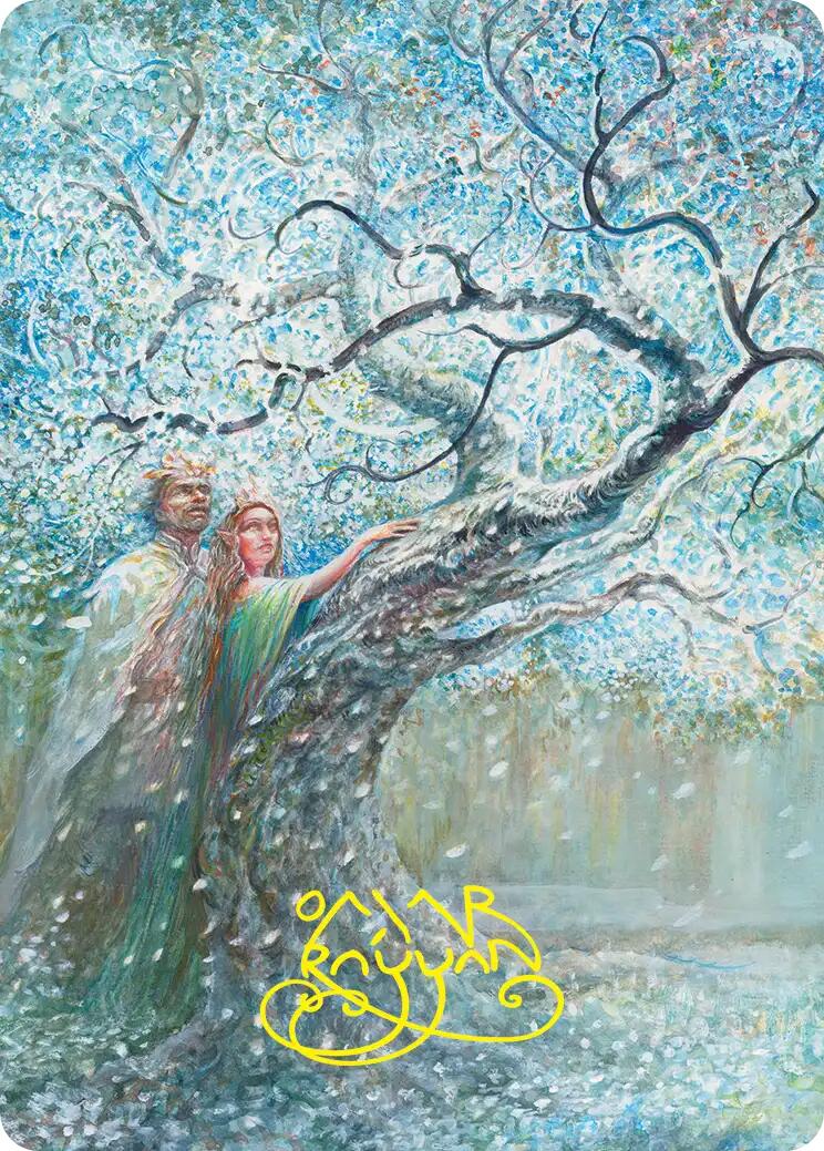 Flowering of the White Tree Art Card (Gold-Stamped Signature) [The Hobbit Art Series] | Exor Games Bridgewater